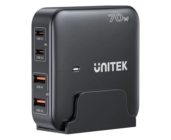 GaN network charger - Unitek P1228ABK01-EU | 70W 2x USB-C 2x USB-A Зарядные устройства