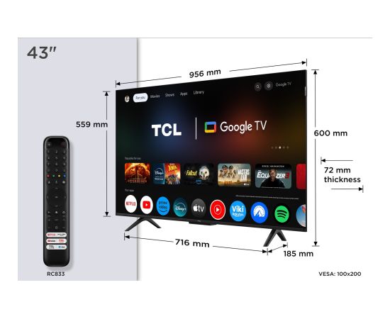 TCL P7K 43P7K TV 109.2 cm (43") 4K Ultra HD Smart TV Wi-Fi Metallic 430 cd/m² Телевизоры