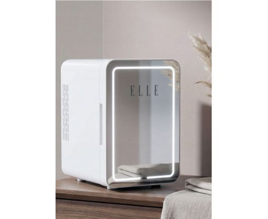 Mini lodówka z lusterkiem do makijażu LED ELLE 6L biała Auto ledusskapji termoelektriskie