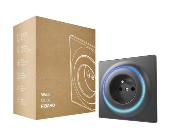 Fibaro Walli smart electrical socket FGWOE-011-8 Wallli Outlet Anthracite Gudrā māja