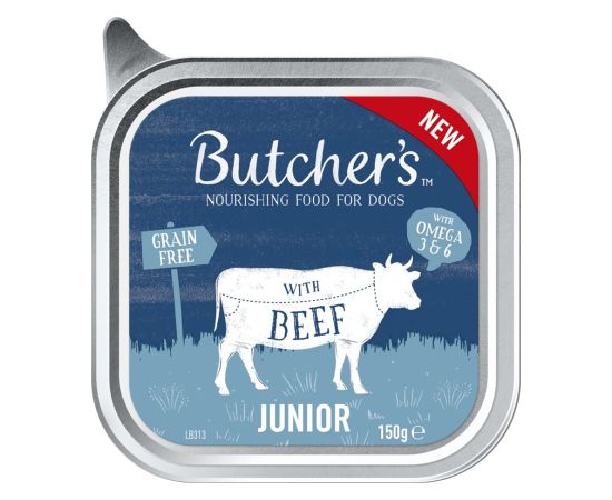 BUTCHER'S Original Junior Mega pack mix Pate - wet dog food - 4 x 150g Suņu barība