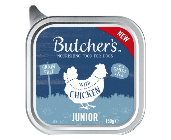 BUTCHER'S Original Junior Mega pack mix Pate - wet dog food - 4 x 150g Suņu barība