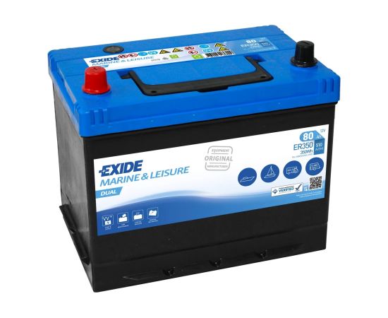 EXIDE Dual ER350 12V 80Ah 570A(EN) 270x173x222 1/1 EAN3661024036009 Akumulatori