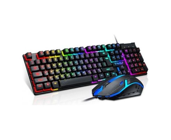 iLike   PC Gaming Keyboard (EN) mechanical feel keys + Gaming Mouse set with LED Black Klaviatūras