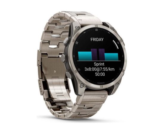 Garmin Fenix 8 3.56 cm (1.4") AMOLED 47 mm Digital 454 x 454 pixels Touchscreen Titanium Wi-Fi GPS (satellite) Smart-Watch Pulksteņi
