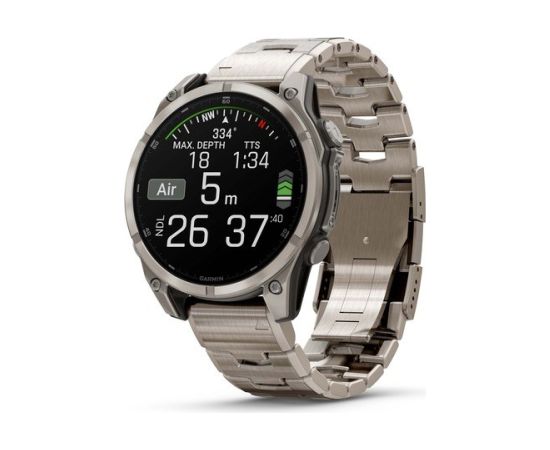 Garmin Fenix 8 3.56 cm (1.4") AMOLED 47 mm Digital 454 x 454 pixels Touchscreen Titanium Wi-Fi GPS (satellite) Smart-Watch Pulksteņi
