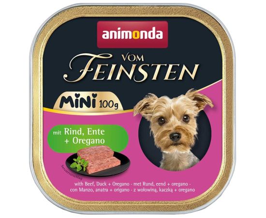 ANIMONDA Vom Feinsten Adult Mini Beef, duck and oregano - wet dog food - 100g Suņu barība
