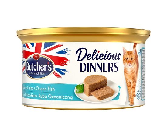 BUTCHER'S CLASSIC DELICIOUS DINNERS Wet cat food Mousse Tuna and marine fish 85 g Kaķu konservi