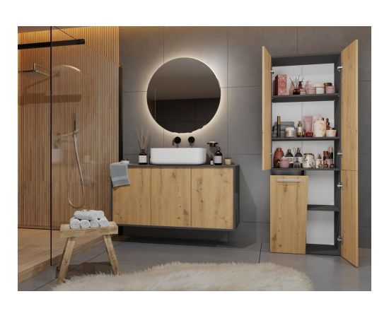 Top E Shop Topeshop NEL 1K DD ANT/ART KP bathroom storage cabinet Graphite, Oak Новинки Для дома и сада 
