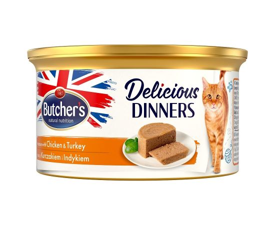 BUTCHER'S Delicious Dinners Chicken with turkey - wet cat food - 85 g Kaķu konservi