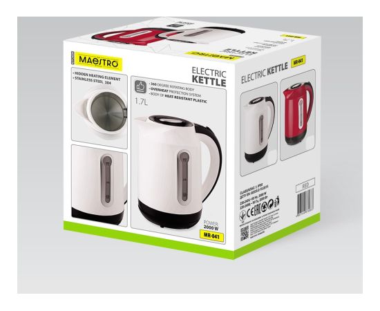 Czajnik elektryczny 1,7l 2000W MR-041-WHITE MAESTRO Tējkannas (elektriskās)