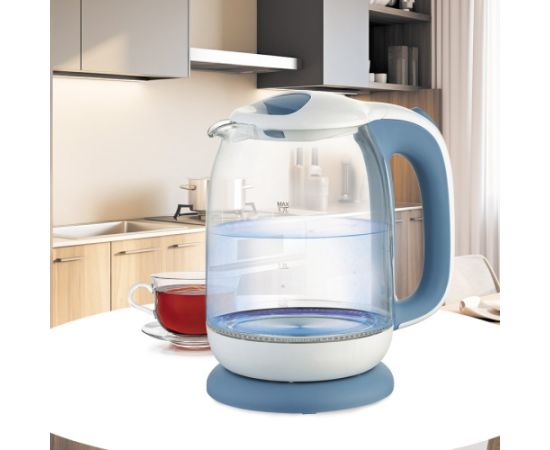 Czajnik elektryczny szklany 1,7l 2200W MR-056-BLUE MAESTRO Tējkannas (elektriskās)