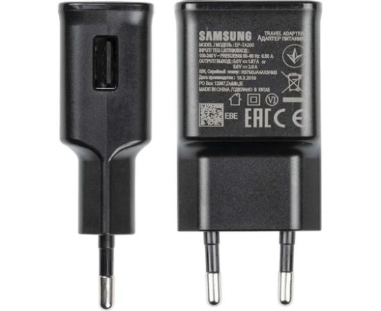 EP-TA200EBE + EP-DR140ABE Samsung 15 W lādētājs + USB-C datu kabelis melns (OEM) Telefonu lādētāji 220v