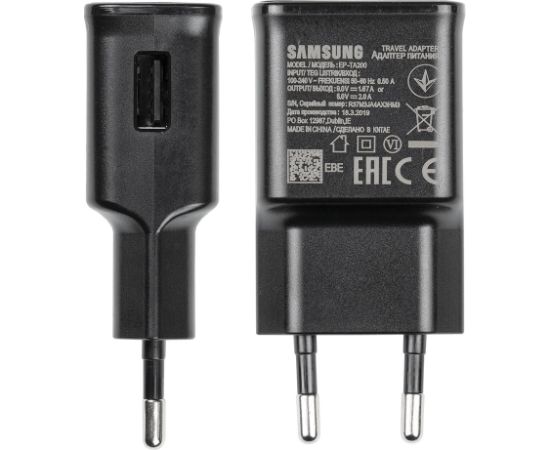 EP-TA200EBE Samsung USB-A 15W lādētājs melns (OEM) Telefonu lādētāji 220v