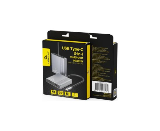 Dokstacija Gembird USB-C 3-in-1multi port (USB port + HDMI + PD) 85W USB Type-C Datoru dokstacijas