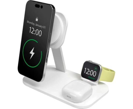 Puro Mag Station 3-in-1 Desk Stand, MagSafe, Qi2, white - Charging dock Bezvadu telefonu lādētāji