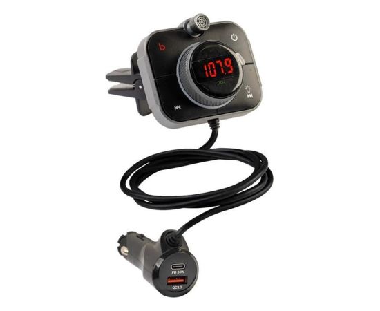 Kenner FT-624 BT, Bluetooth, USB-C, USB QC 3.0, RGB lights, black - FM Transmitter Auto FM Transmiteri un Carplay ierīces
