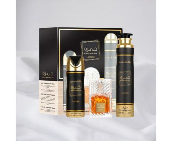 SET LATTAFA Khamrah EDP spray 100ml + DEO spray 200ml + AIR FRESHENER 300ml Jaunumi - Datori