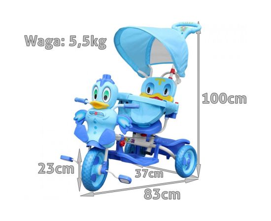 RoGer Duck Bērnu Trīsriteņu Velosipēds Ar Rokturi Zils Jaunumi, Bērnu preces