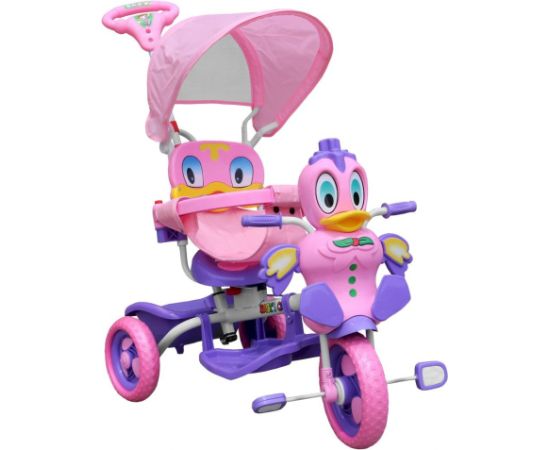 RoGer Duck Bērnu Trīsriteņu Velosipēds Ar Rokturi Rozā Jaunumi, Bērnu preces