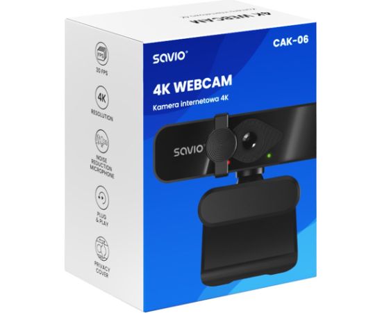 Savio CAK-06 webcam 3840 x 2160 pixels USB Black Вебкамеры