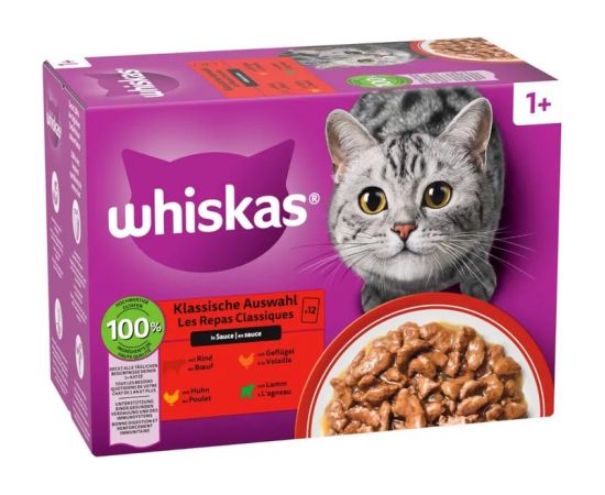 WHISKAS Saszetka sos Drób/Jag/Woł/Kur 80x85g Консервы кошек