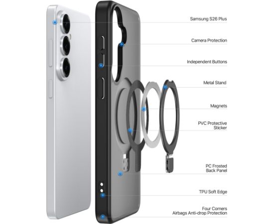 Case Dux Ducis Yind Magnetic Stand Samsung S947 S26 Plus black Neoriģinālie Maciņi