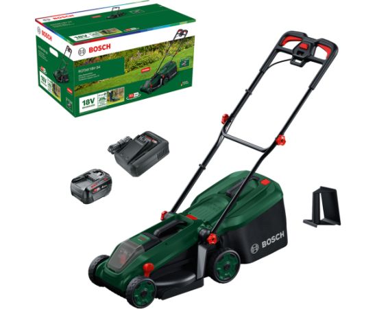 Akumulatora zāles pļāvējs Bosch Rotak 18V-34; 18 V; 4 Ah; 34 cm Газонокосилки