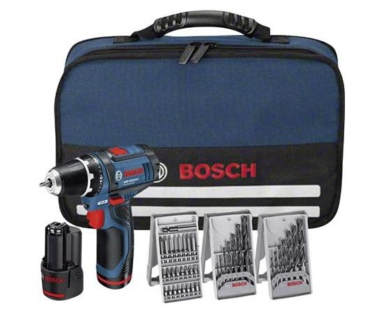 Bosch Cordless Drill GSR 12V-15 12 V, 1.5 Ah, Li-Ion, Batteries included 2 pc(s), + 39 accessories tool kit + Bag  Elektroinstrumentu komplekti