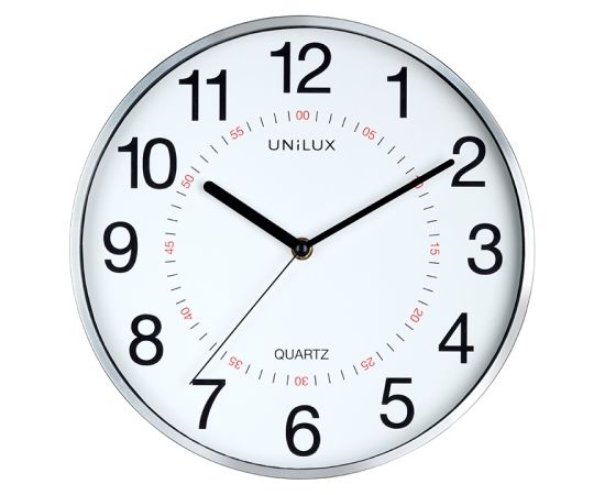 Sienas pulkstenis UNILUX ARIA, diametrs 28.5cm, metāliski pelēks