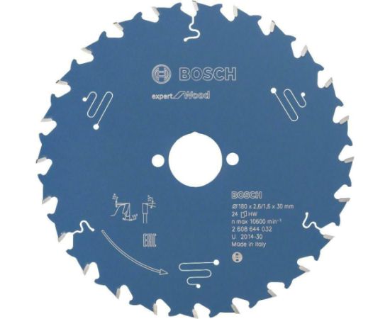 Griešanas disks kokam Bosch Expert for Wood; 180x30x2,6 mm; Z24 Zāģripas