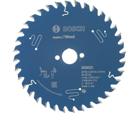 Griešanas disks kokam Bosch Expert for Wood; 150x20x2,6 mm; Z36 Zāģripas