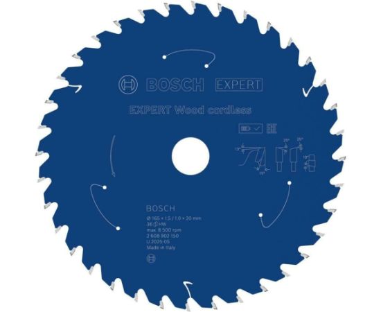 Griešanas disks kokam Bosch EXPERT Wood; 165 x 1,5/1 x 20 mm; Z36 Zāģripas