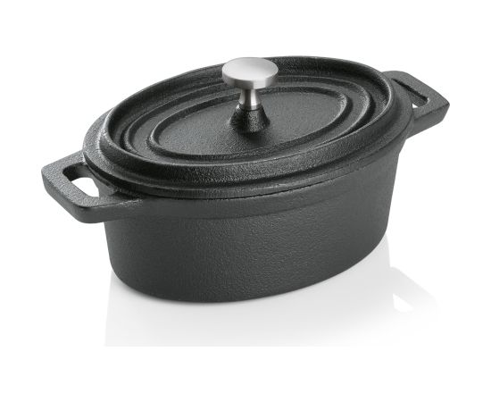 SAUTĒJAMAIS/SERVĒJAMAIS KATLIŅŠ 250ML 12.5X9.5X6.5CM, OVĀLS AR VĀKU, MELNS, ČUGUNS, WAS Katli