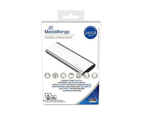 MediaRange 240 GB, external SSD (silver, USB-C 3.2 (10 Gbit / s), external) Внешние жесткие диски