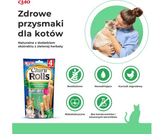 INABA Churu Rolls Chicken recipe wraps Tuna recipe - cat treats - 4x10 g Kaķu sausā barība