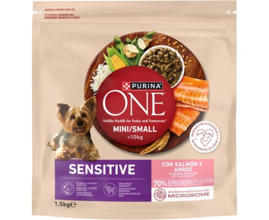 PURINA ONE MINI Dog Sensitive Salmon & Rice 1,5kg Suņu barība