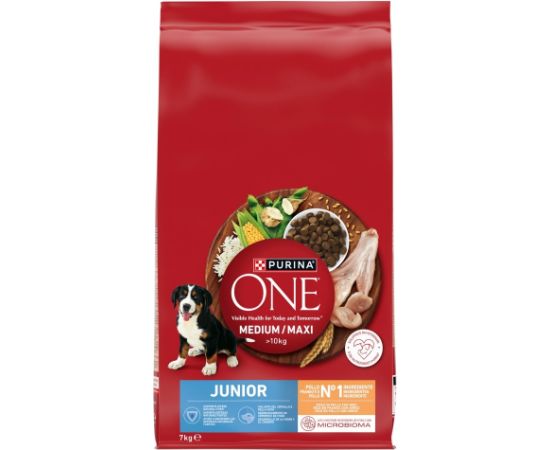 PURINA ONE MED/MAX Junior Chicken & Rice 7kg Suņu barība