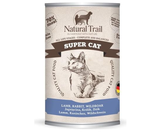 NATURAL TRAIL Super Cat Lamb, rabbit, wild boar - wet cat food - 400g Kaķu konservi
