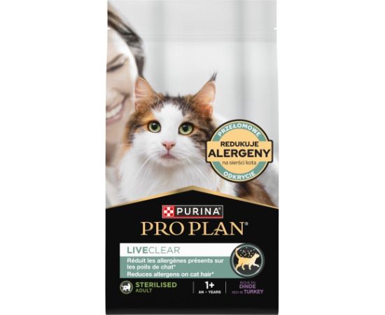 PURINA PRO PLAN LIVECLEAR STERILISED ADULT Bogata w Indyka 1,4kg Kaķu sausā barība