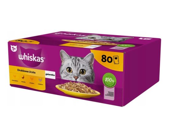 WHISKAS Saszetka Galaretka Drób 80x85g Kaķu konservi