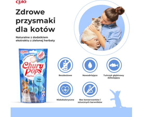 INABA Churu Pops Tuna - Cat treats - 4x15 g Kaķu sausā barība