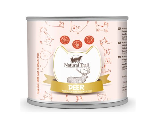 NATURAL TRAIL Monoprotein Deer - wet cat food - 185g Kaķu konservi