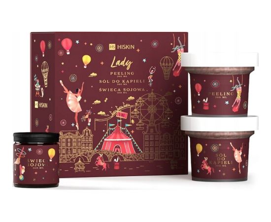 Alkotest HISKIN_SET Lady peeling do ciala 200ml + sól do kąpieli 200ml + świeca sojowa 100ml Духи и косметика