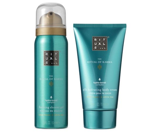 Set Rituals: The Ritual Of Karma, Hydrating, Body Cream, 70 ml + The Ritual Of Karma, Shower Mousse, 50 ml Dāvanu komplekti
