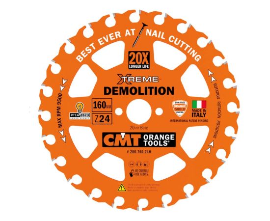 Griešanas disks kokam CMT 286.760.24H; 160x20 mm; Z24; 5° Zāģripas