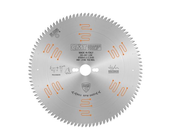 Griešanas disks laminātam CMT 281.768.52H; 168x20 mm; Z52; -5° Zāģripas