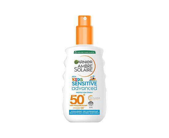 Garnier Ambre Solaire Protection Spray SPF 50+ - Dětský ochranný sprej pro citlivou pokožku 150ml Ķermeņa kosmētika
