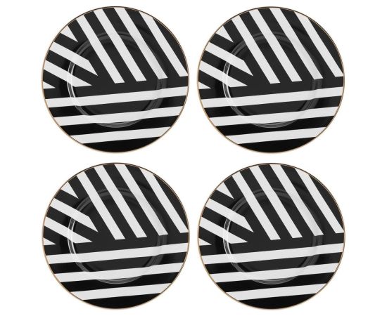 MIKASA LUXE DECO ŠĶĪVJI 21CM KOMPL.4GAB, BALTS/MELNS, PORCELĀNS, Mikasa тарелки