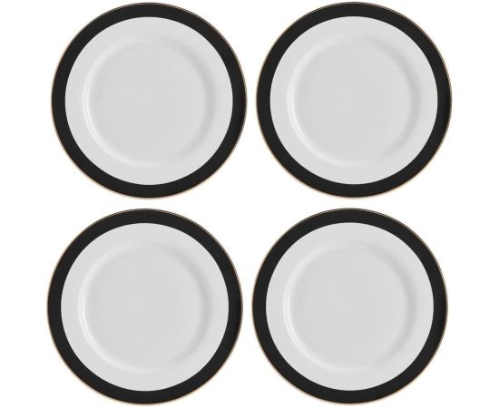 MIKASA LUXE DECO PUSDIENU ŠĶĪVJI 27.5CM, KOMPL.4GAB, BALTS/MELNS, PORCELĀNS, Mikasa тарелки